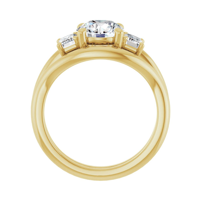 14K Yellow Gold 7.4 mm Round 3/4 CTW Lab-Grown Semi-Set Engagement Ring