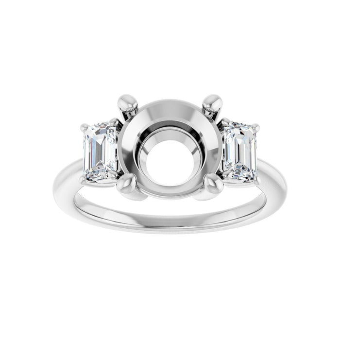Platinum 9 mm Round 3/4 CTW Lab-Grown Semi-Set Engagement Ring