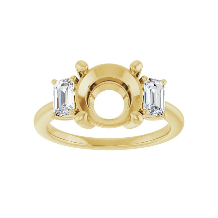 14K Yellow Gold 9 mm Round 3/4 CTW Lab-Grown Semi-Set Engagement Ring
