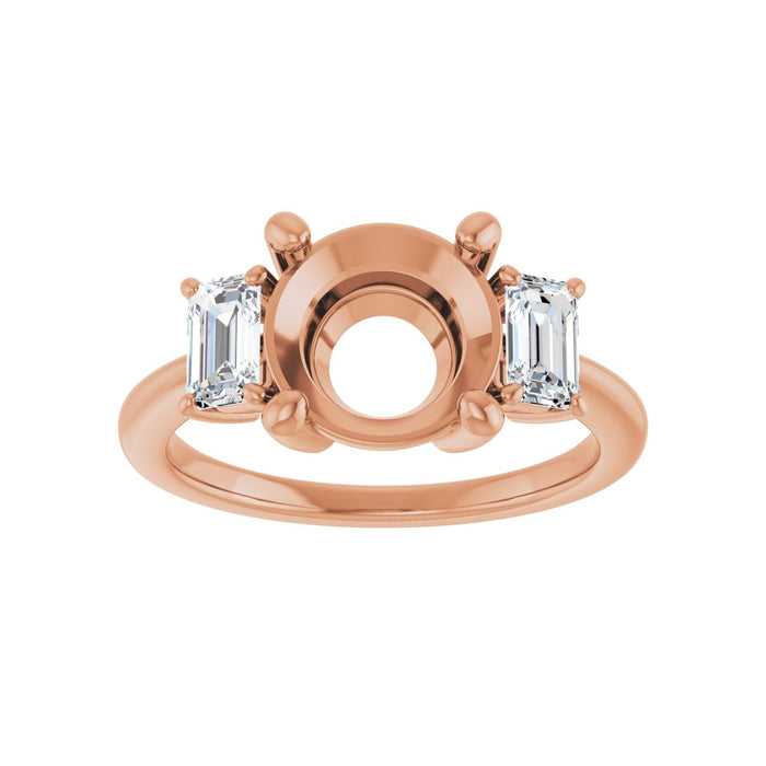 14K Rose Gold 9 mm Round 3/4 CTW Lab-Grown Semi-Set Engagement Ring