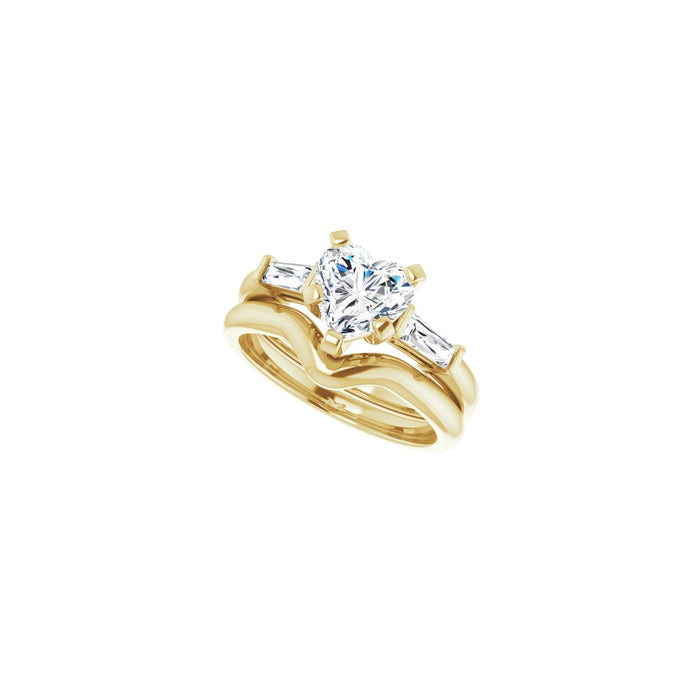 14K Yellow Gold 7x7 mm Heart 1/5 CTW Lab-Grown Diamond Semi-Set Engagement Ring