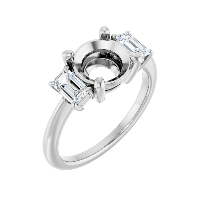 14K White Gold 8.2 mm Round 3/4 CTW Lab-Grown Semi-Set Engagement Ring
