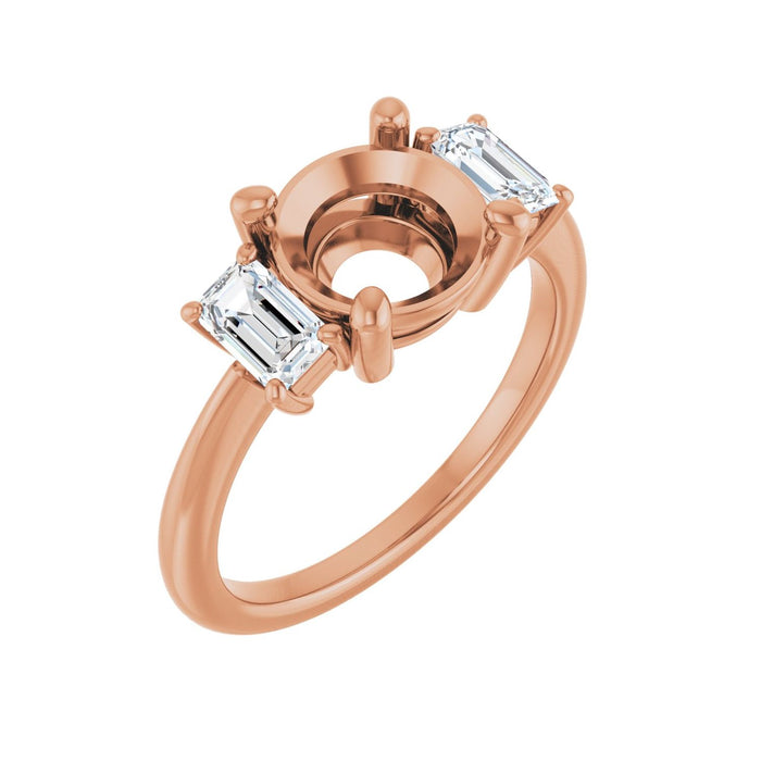 14K Rose Gold 8.2 mm Round 3/4 CTW Lab-Grown Semi-Set Engagement Ring