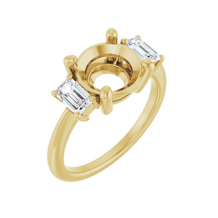 14K Yellow Gold 9 mm Round 3/4 CTW Lab-Grown Semi-Set Engagement Ring