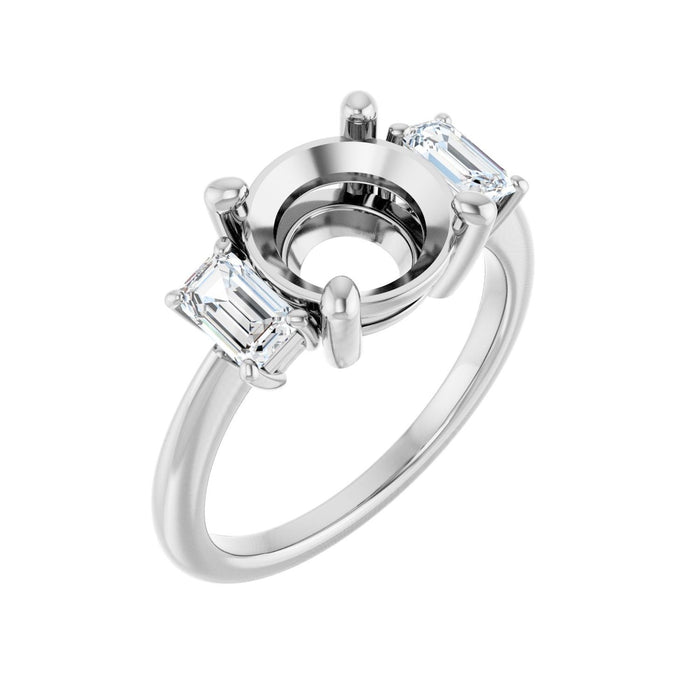14K White Gold 9 mm Round 3/4 CTW Lab-Grown Semi-Set Engagement Ring
