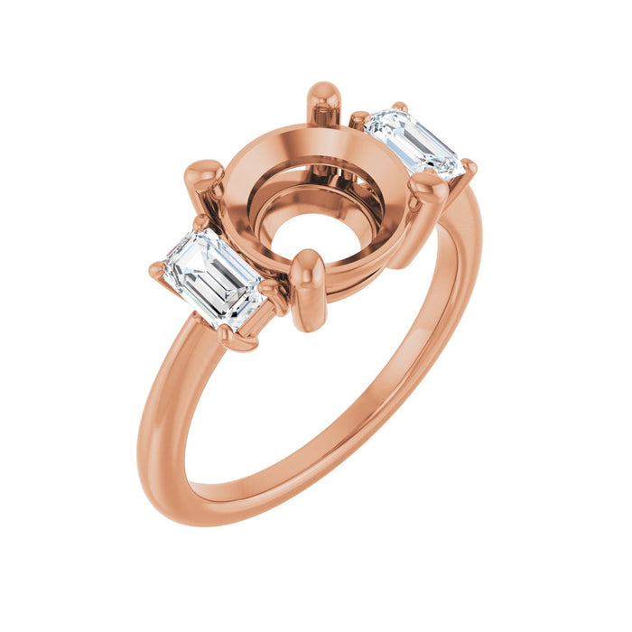 14K Rose Gold 9 mm Round 3/4 CTW Lab-Grown Semi-Set Engagement Ring