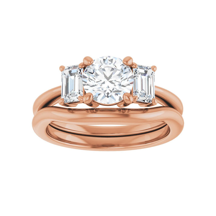 14K Rose Gold 6.5 mm Round 3/4 CTW Lab-Grown Semi-Set Engagement Ring