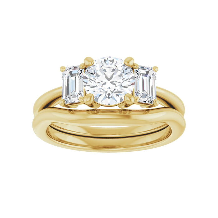 14K Yellow Gold 6.5 mm Round 3/4 CTW Lab-Grown Semi-Set Engagement Ring