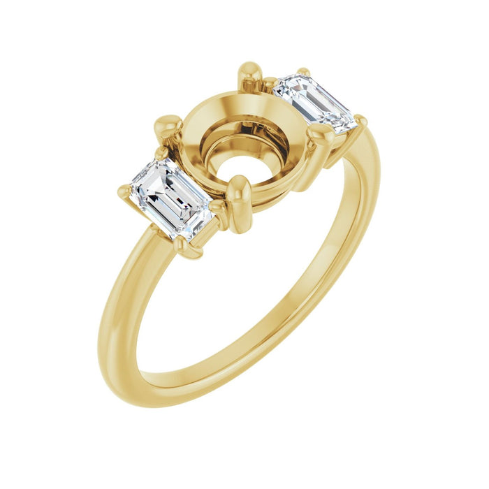 14K Yellow Gold 7.4 mm Round 3/4 CTW Lab-Grown Semi-Set Engagement Ring
