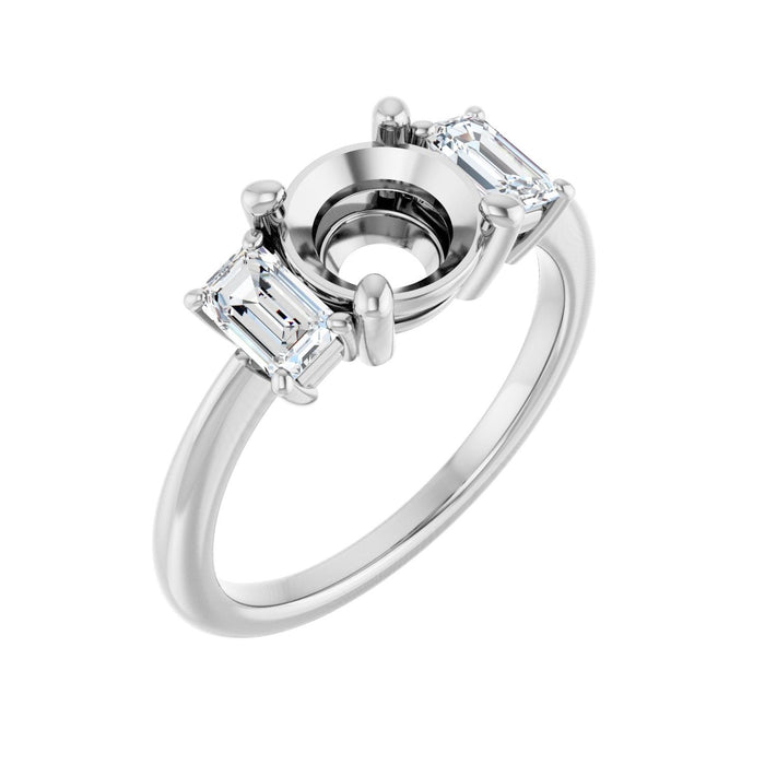 14K White Gold 7.4 mm Round 3/4 CTW Lab-Grown Semi-Set Engagement Ring