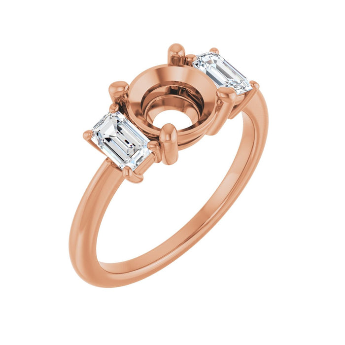 14K Rose Gold 7.4 mm Round 3/4 CTW Lab-Grown Semi-Set Engagement Ring