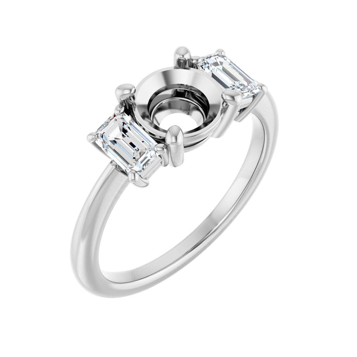 14K White Gold 7 mm Round 3/4 CTW Lab-Grown Semi-Set Engagement Ring