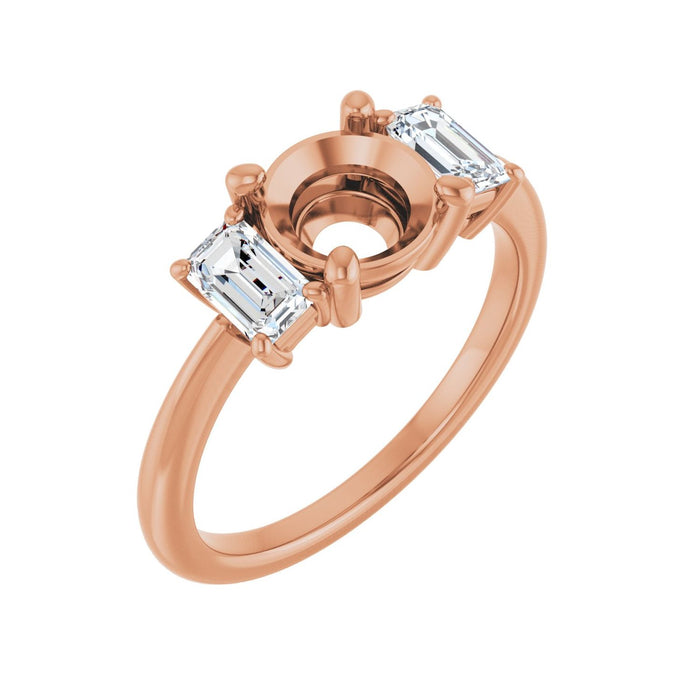 14K Rose Gold 7 mm Round 3/4 CTW Lab-Grown Semi-Set Engagement Ring