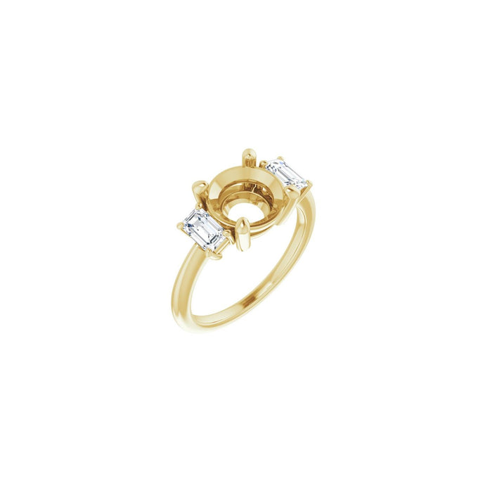 14K Yellow Gold 8.8 mm Round 3/4 CTW Lab-Grown Semi-Set Engagement Ring
