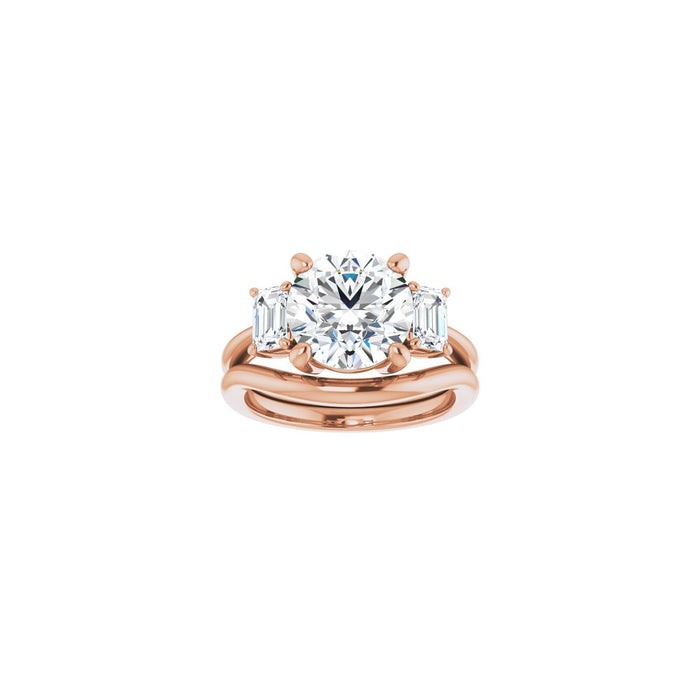 14K Rose Gold 9.4 mm Round 3/4 CTW Lab-Grown Semi-Set Engagement Ring