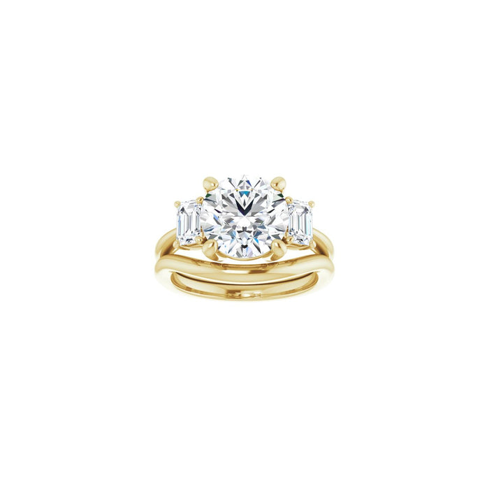 14K Yellow Gold 9.4 mm Round 3/4 CTW Lab-Grown Semi-Set Engagement Ring