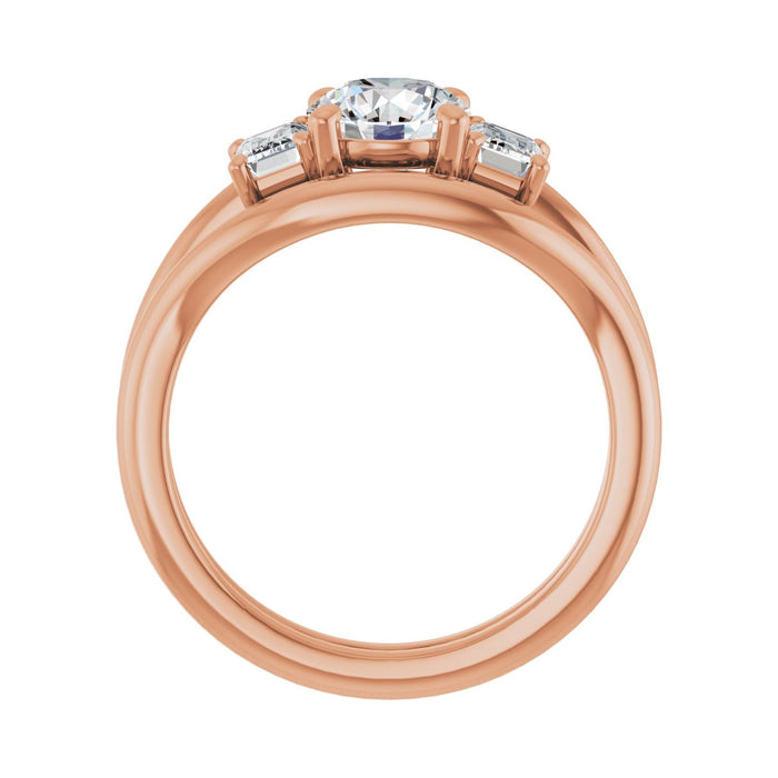 14K Rose Gold 6.5 mm Round 3/4 CTW Lab-Grown Semi-Set Engagement Ring