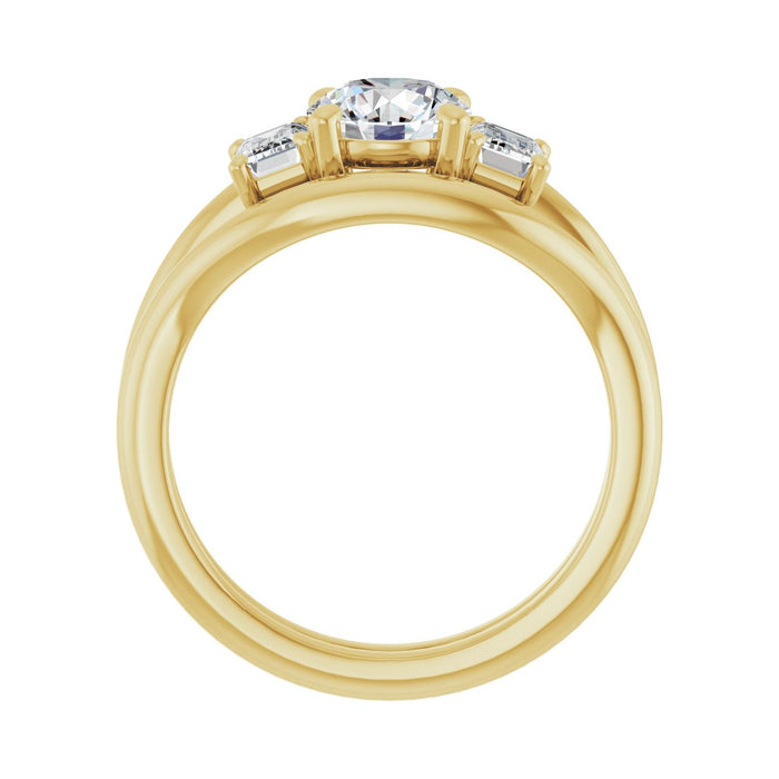14K Yellow Gold 6.5 mm Round 3/4 CTW Lab-Grown Semi-Set Engagement Ring