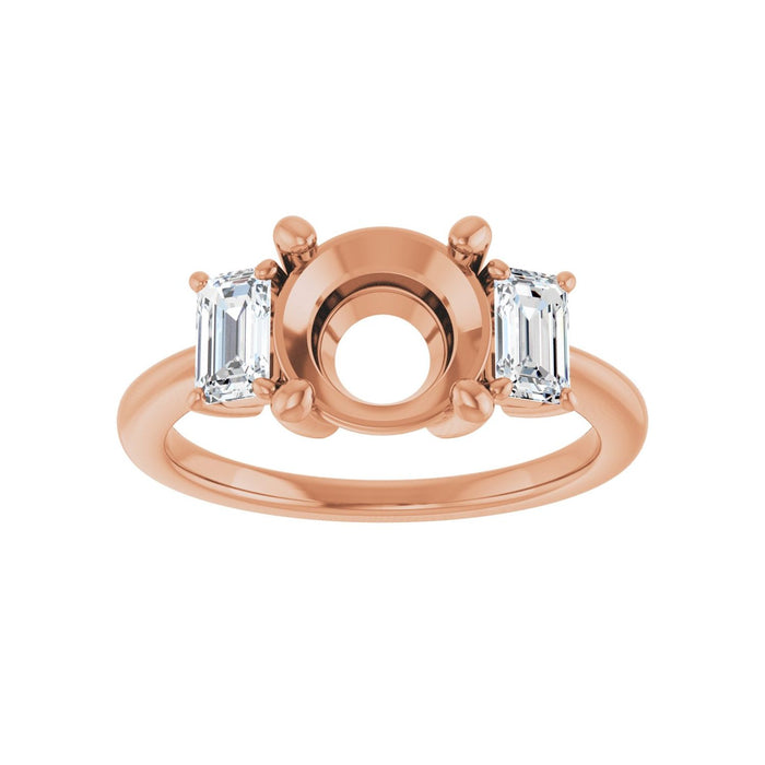 14K Rose Gold 8.2 mm Round 3/4 CTW Lab-Grown Semi-Set Engagement Ring