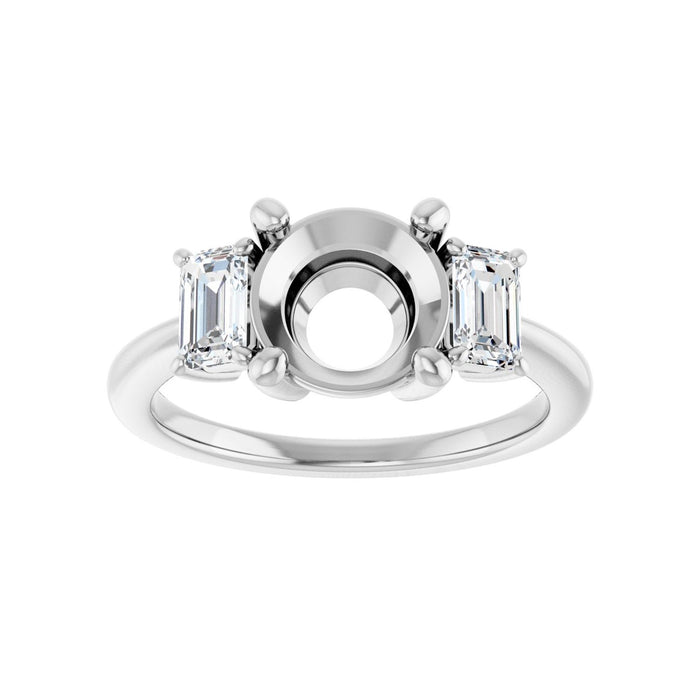 14K White Gold 8.2 mm Round 3/4 CTW Lab-Grown Semi-Set Engagement Ring