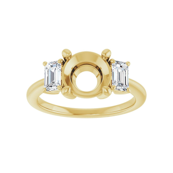 14K Yellow Gold 8.2 mm Round 3/4 CTW Lab-Grown Semi-Set Engagement Ring