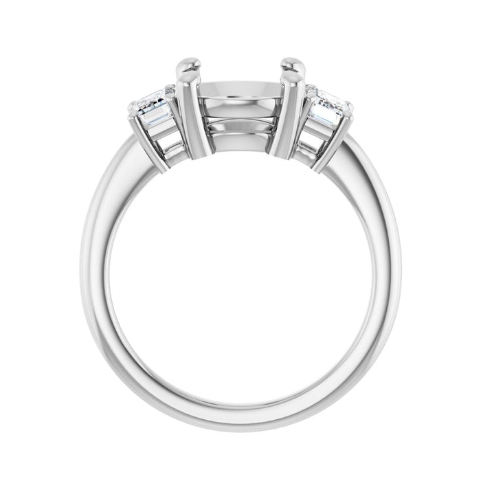 14K White Gold 9 mm Round 3/4 CTW Lab-Grown Semi-Set Engagement Ring