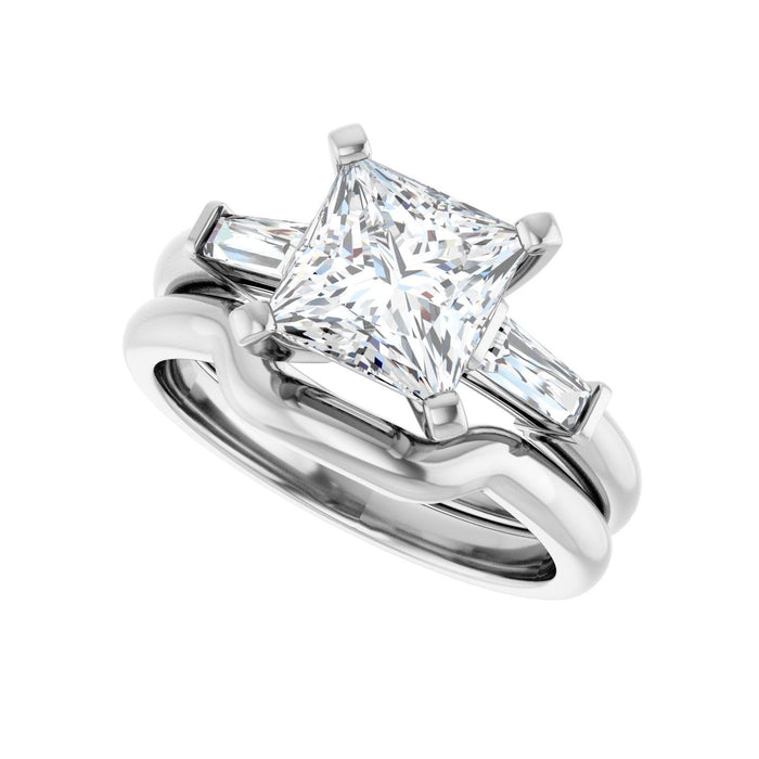 14K White Gold 7x7 mm Square 1/5 CTW Lab-Grown Diamond Semi-Set Engagement Ring