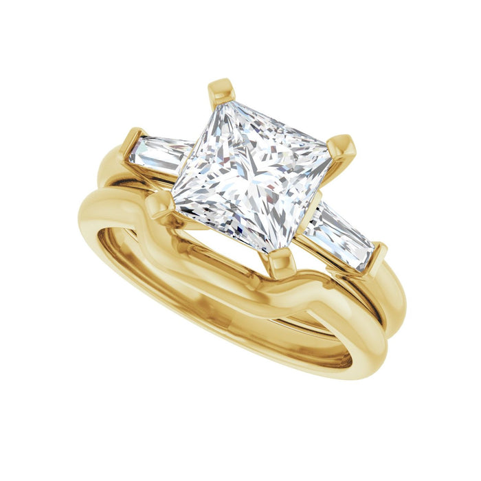 14K Yellow Gold 7x7 mm Square 1/5 CTW Lab-Grown Diamond Semi-Set Engagement Ring