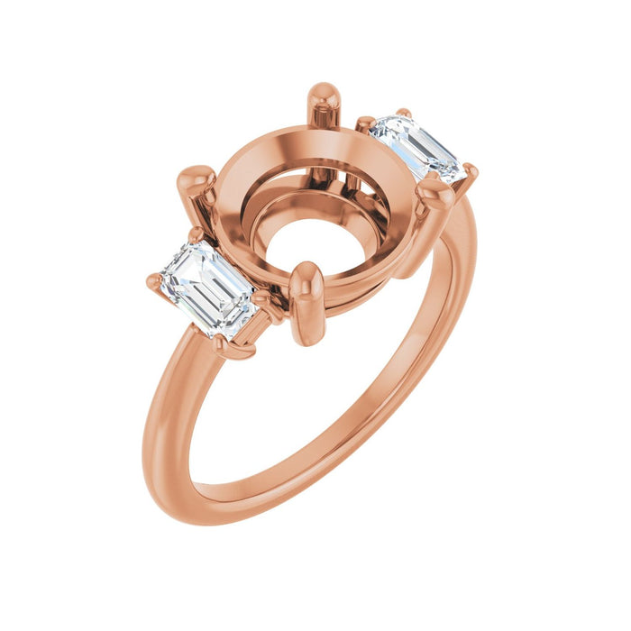 14K Rose Gold 10 mm Round 3/4 CTW Lab-Grown Semi-Set Engagement Ring