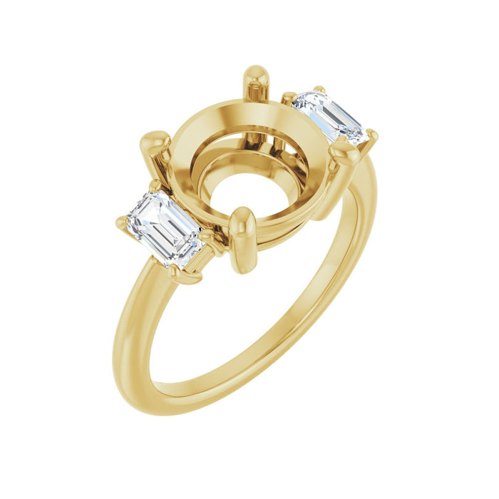 14K Yellow Gold 10 mm Round 3/4 CTW Lab-Grown Semi-Set Engagement Ring