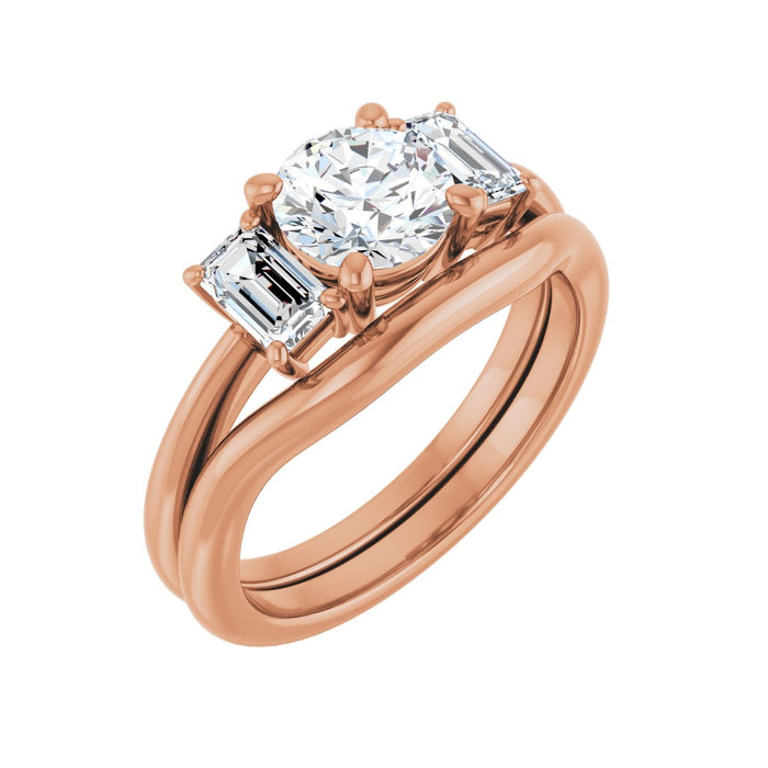 14K Rose Gold 6.5 mm Round 3/4 CTW Lab-Grown Semi-Set Engagement Ring
