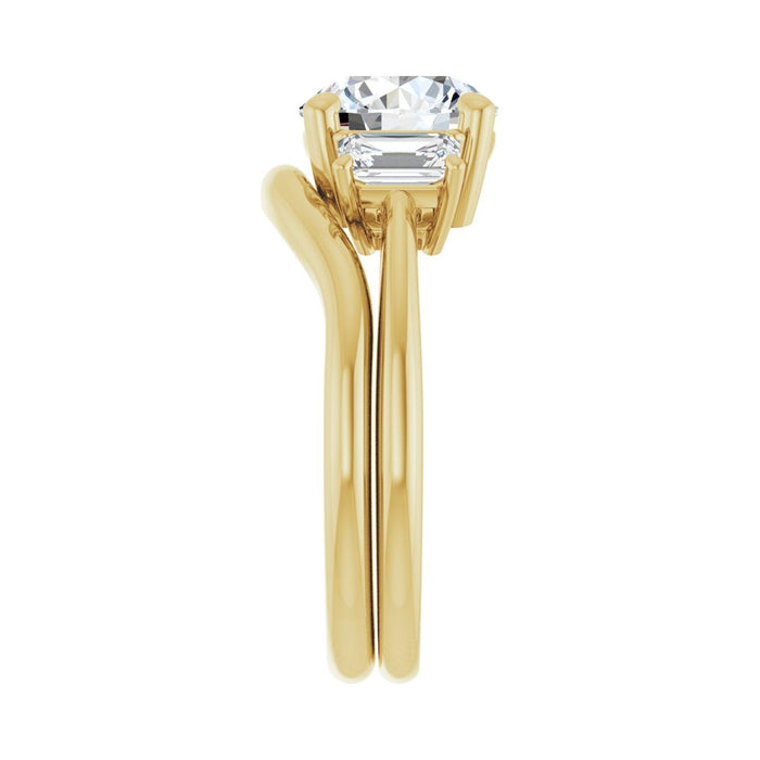 14K Yellow Gold 8.2 mm Round 3/4 CTW Lab-Grown Semi-Set Engagement Ring