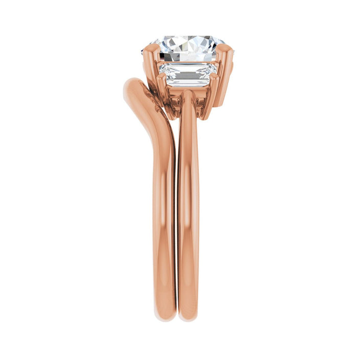 14K Rose Gold 8.2 mm Round 3/4 CTW Lab-Grown Semi-Set Engagement Ring