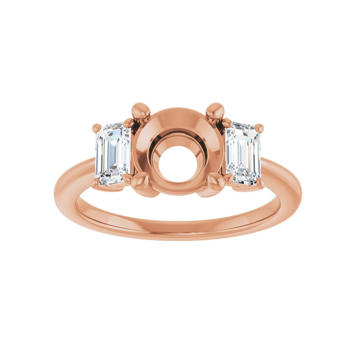 14K Rose Gold 7.4 mm Round 3/4 CTW Lab-Grown Semi-Set Engagement Ring