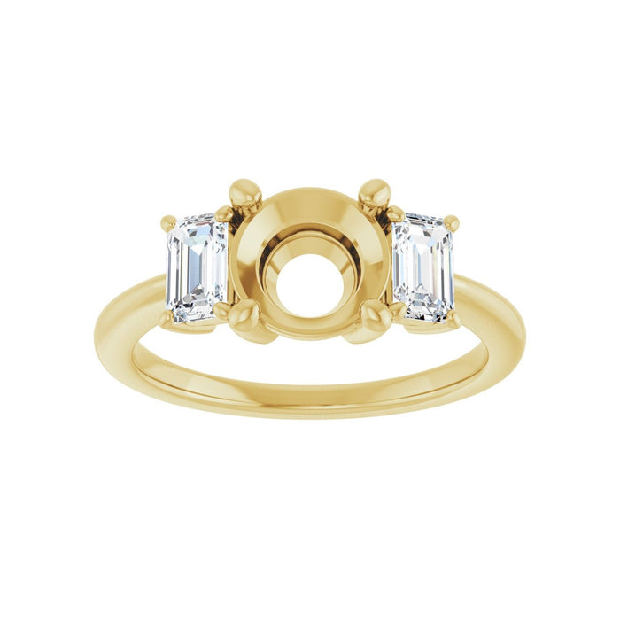 14K Yellow Gold 7.4 mm Round 3/4 CTW Lab-Grown Semi-Set Engagement Ring