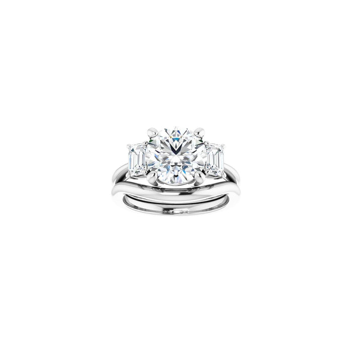 14K White Gold 9 mm Round 3/4 CTW Lab-Grown Semi-Set Engagement Ring