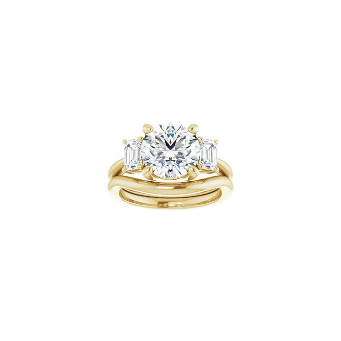 14K Yellow Gold 9 mm Round 3/4 CTW Lab-Grown Semi-Set Engagement Ring