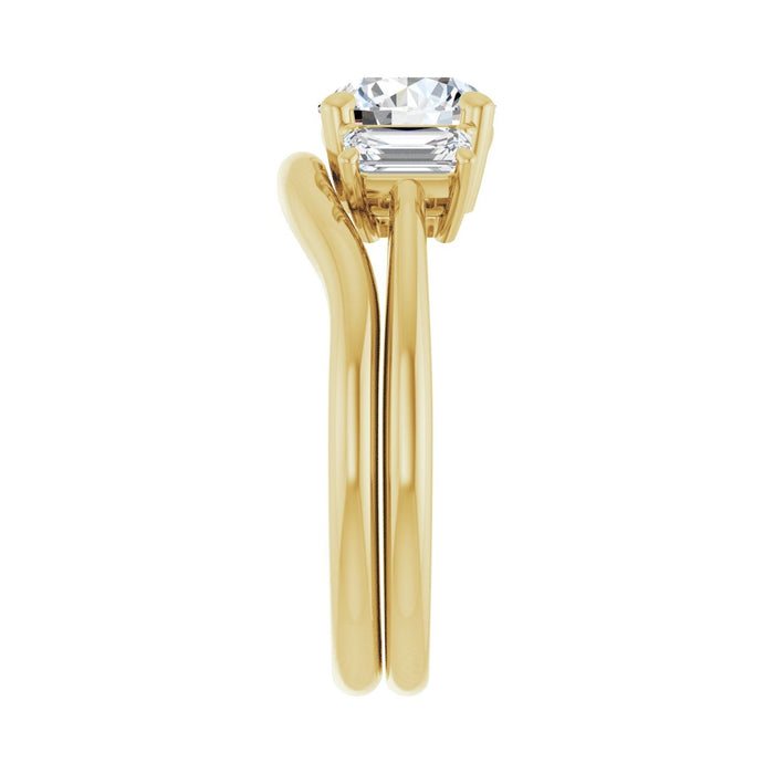 14K Yellow Gold 7 mm Round 3/4 CTW Lab-Grown Semi-Set Engagement Ring