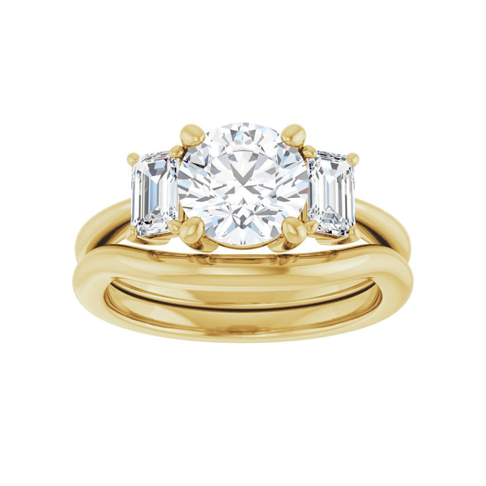 14K Yellow Gold 7.4 mm Round 3/4 CTW Lab-Grown Semi-Set Engagement Ring