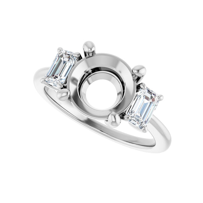 Platinum 9 mm Round 3/4 CTW Lab-Grown Semi-Set Engagement Ring