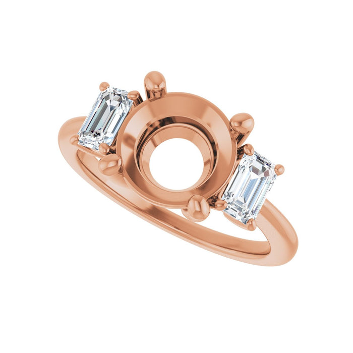 14K Rose Gold 9 mm Round 3/4 CTW Lab-Grown Semi-Set Engagement Ring