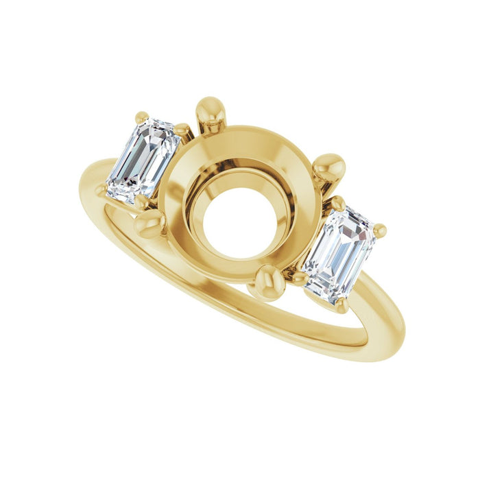 14K Yellow Gold 9 mm Round 3/4 CTW Lab-Grown Semi-Set Engagement Ring
