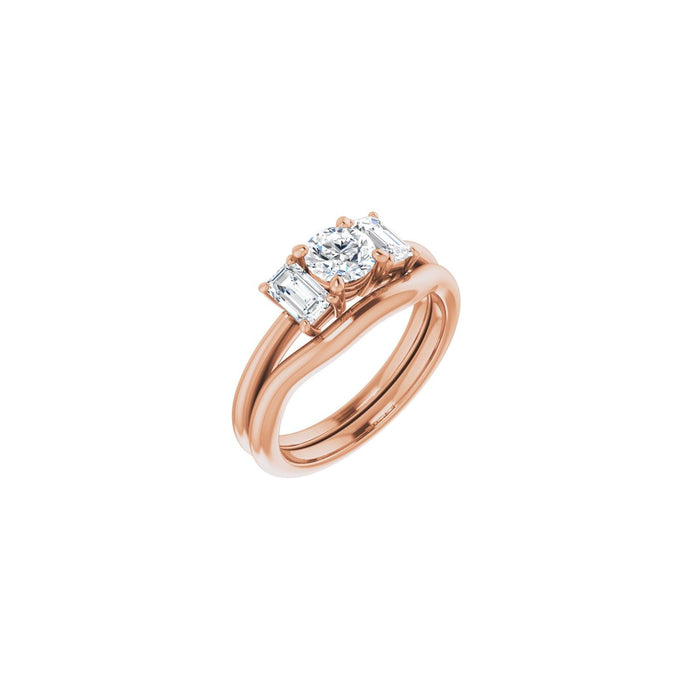 14K Rose Gold 5.2 mm Round 1 1/5 CTW Lab-Grown Semi-Set Engagement Ring