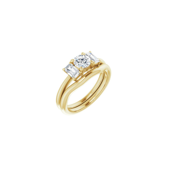 14K Yellow Gold 5.2 mm Round 1 1/5 CTW Lab-Grown Semi-Set Engagement Ring