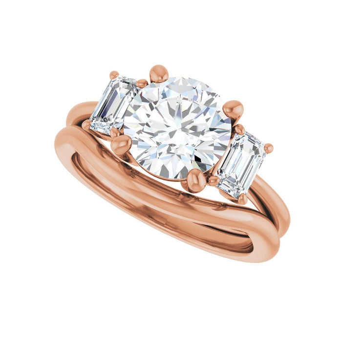 14K Rose Gold 8.2 mm Round 3/4 CTW Lab-Grown Semi-Set Engagement Ring