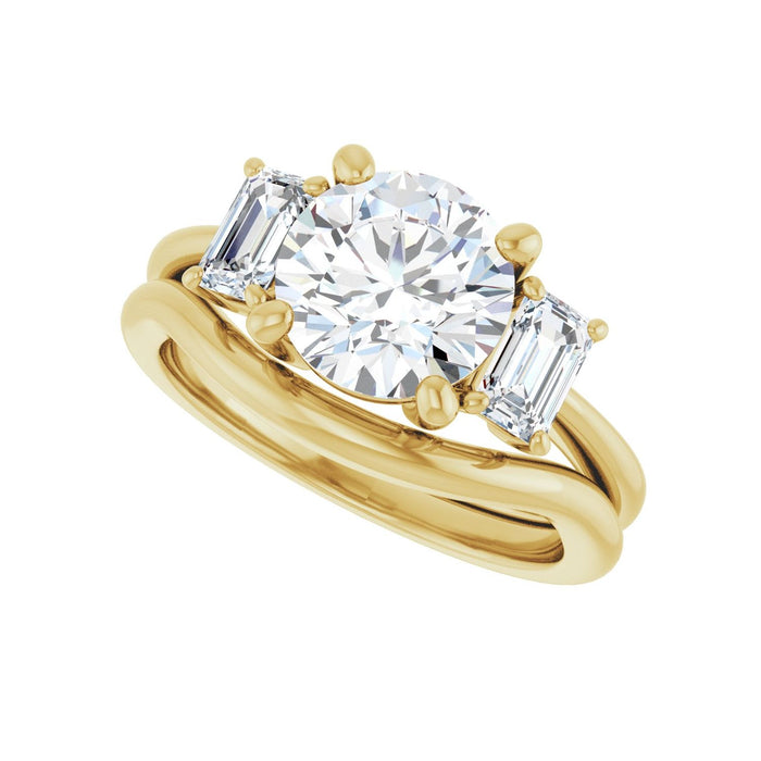 14K Yellow Gold 8.2 mm Round 3/4 CTW Lab-Grown Semi-Set Engagement Ring