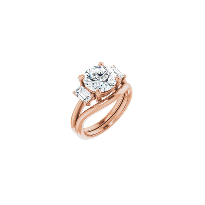 14K Rose Gold 9 mm Round 3/4 CTW Lab-Grown Semi-Set Engagement Ring