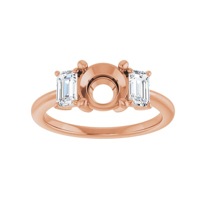 14K Rose Gold 7 mm Round 3/4 CTW Lab-Grown Semi-Set Engagement Ring