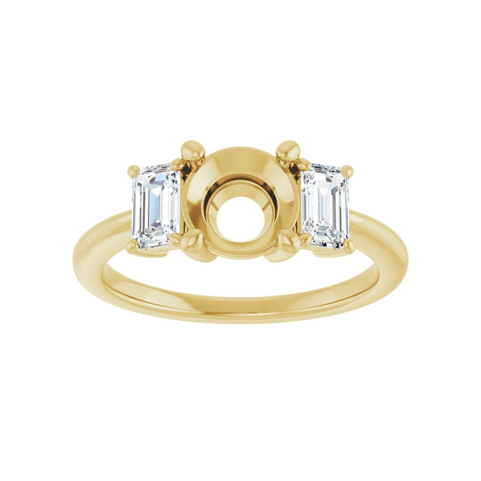 14K Yellow Gold 7 mm Round 3/4 CTW Lab-Grown Semi-Set Engagement Ring