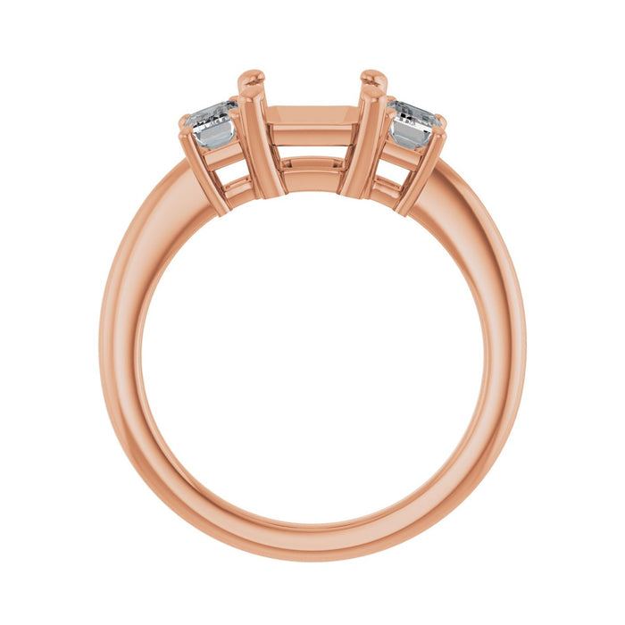 14K Rose Gold 7x7 mm Asscher 3/4 CTW Lab-Grown Semi-Set Engagement Ring